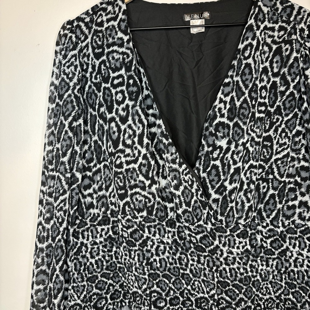 Babydoll Animal Print Dress Plus 20 Witch Flowy Black Gray Whimsigoth Ruffle Y2K - Picture 2 of 12